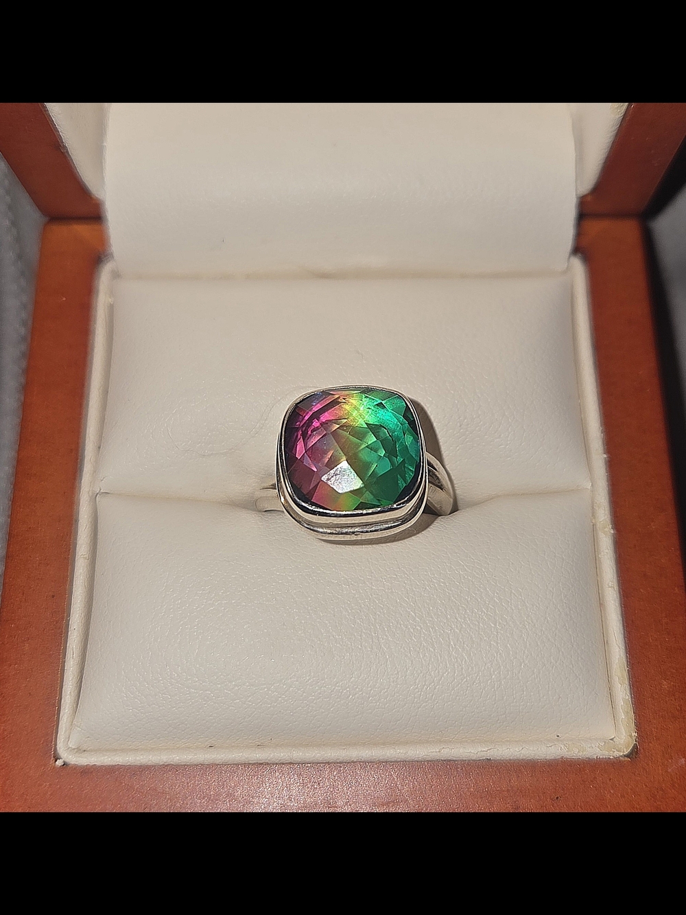 925 Watermelon Tourmaline Quartz Ring